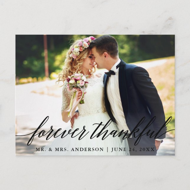 Carte Postale Photo de mariage de calligraphie Merci pour toujou (Devant)