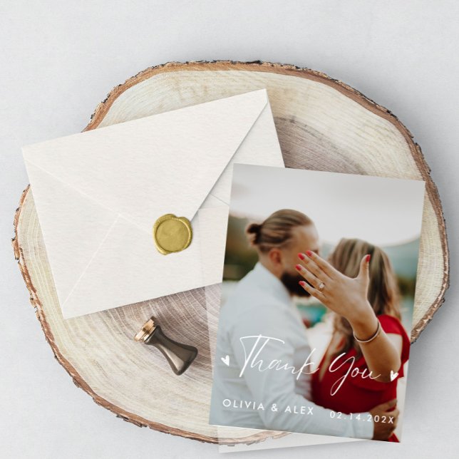 Carte Postale Photo de mariage écriture moderne Merci  (Créateur téléchargé)