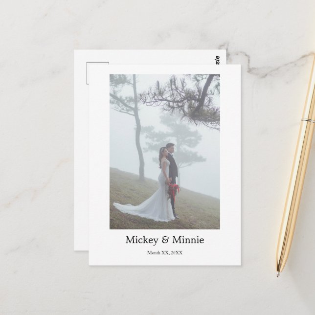 Carte postale photo de mariage personnalisée à jam (Devant/Arrière en situation)