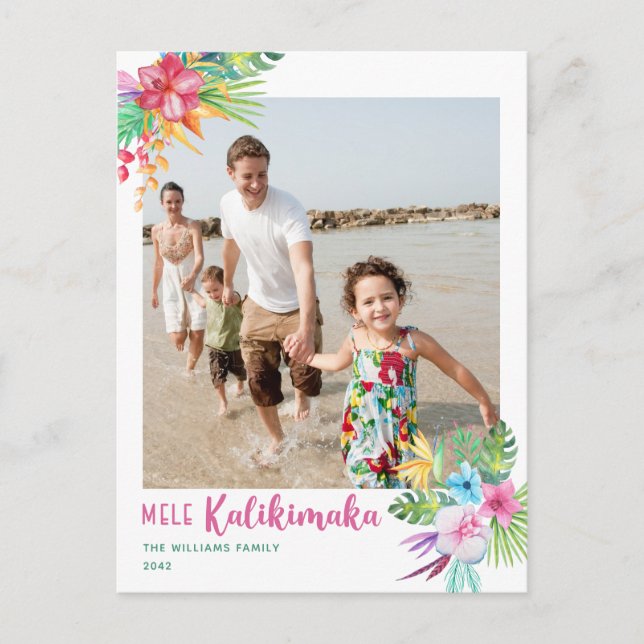 Carte postale photo de Mele Kalikimaka Fleurs trop (Devant)