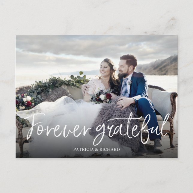 Carte Postale Photo de Merci Mariage Chic pour toujours Grateful (Devant)
