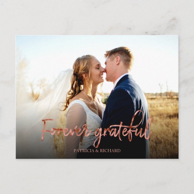 Carte Postale Photo de Merci Mariage de Foil pour toujours graci (Devant)