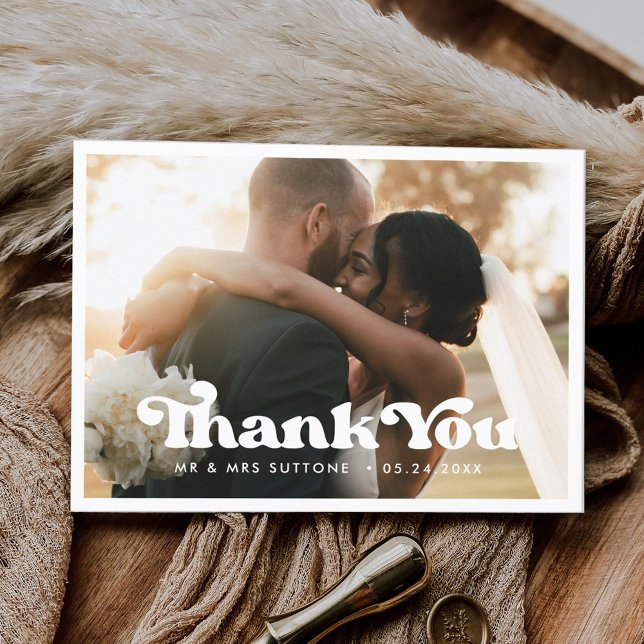 Carte Postale Photo de Merci mariage rétro élégant (Créateur téléchargé)