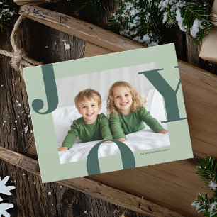 Carte Postale Photo de Noël JOIE moderne   Famille verte