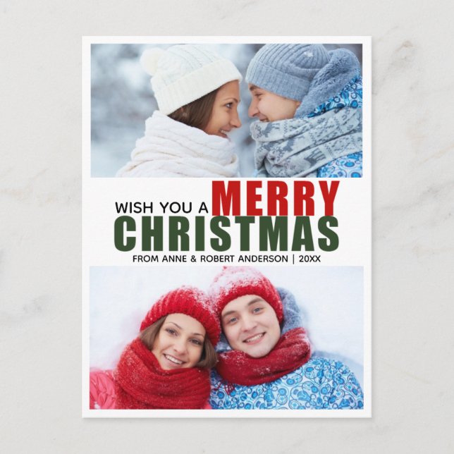 Carte postale photo de Noël Joyeux Noël 2 en rouge (Devant)
