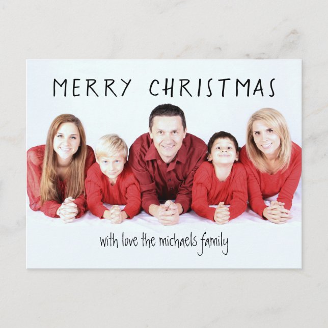 Carte Postale Photo de Noël personnalisée minimale (Devant)