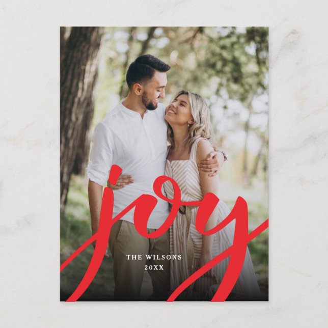 Carte Postale Photo de Noël simple Joie (Devant)