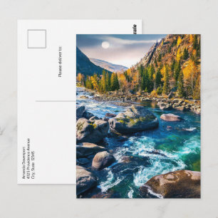 Carte Postale Photo de paysage de rivière et de montagnes