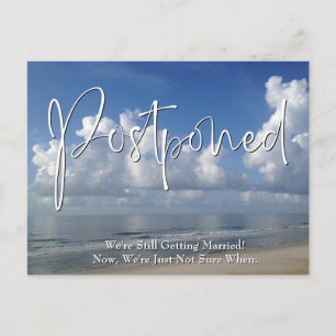 Carte Postale Photo de plage Mariage reporté écriture manuscrite