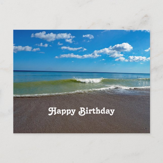 Carte Postale Photo de plage océanique d'anniversaire Pretty Bea (Devant)