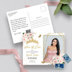 Carte postale photo de Quinceañera Couronne Rose P