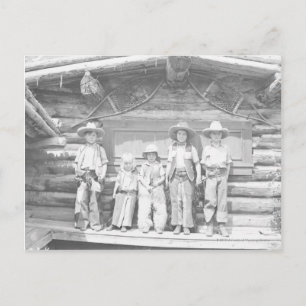 Carte Postale Photo de ranch des mecs en cowboy