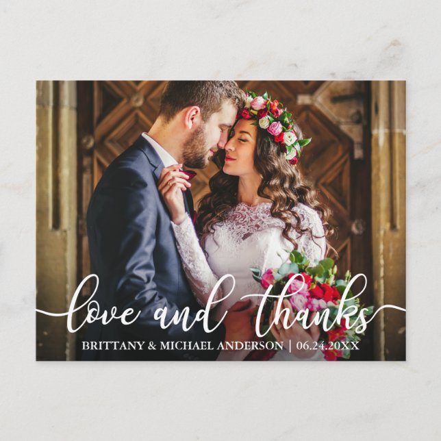 Carte Postale Photo de remerciement de mariage d'amour et de gra (Devant)