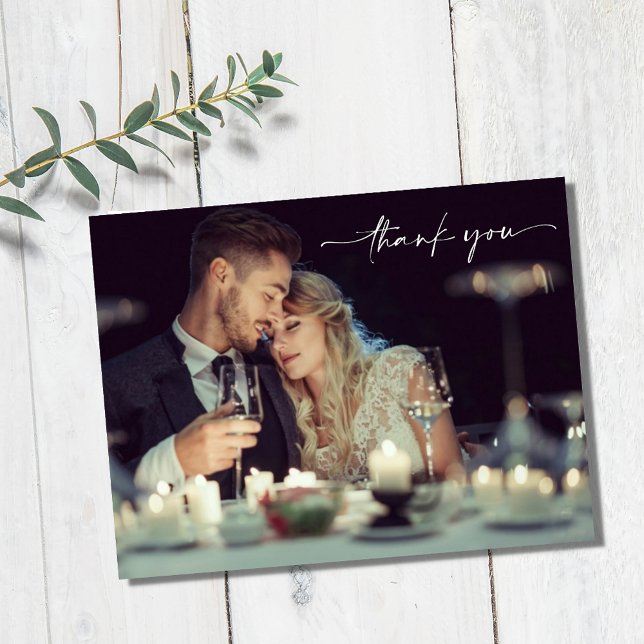 Carte Postale Photo de remerciement pour le jour de mariage (Wedding Day Photo Thank You Postcard)