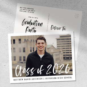 Carte Postale Photo de remise de diplômes avec cadre en écriture