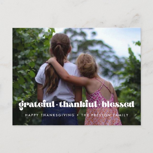 Carte Postale Photo de Thanksgiving reconnaissant merci bénis (Devant)