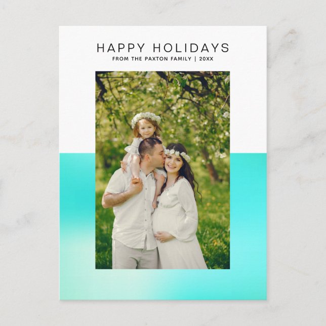 Carte Postale Photo de vacances moderne Aqua Blue Happy (Devant)
