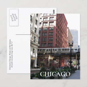 Carte Postale Photo de voyage du train surélevé de Chicago en bo