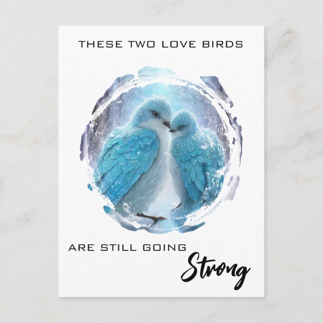 Carte Postale *~* Photo d'hiver  Oiseaux de l'amour AP54 Anniver (Devant)