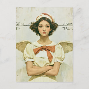 Carte Postale Photo d'identité d'ange de Noël pas si innocent