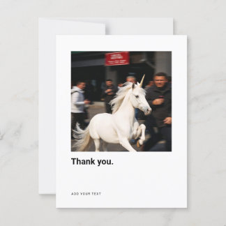 Carte Postale Photo drôle de licorne merci