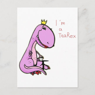 Carte Postale photo drôle d'un dinosaure rose TeaRex