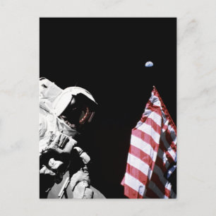 Carte Postale Photo du drapeau américain de l'astronaute Apollo 