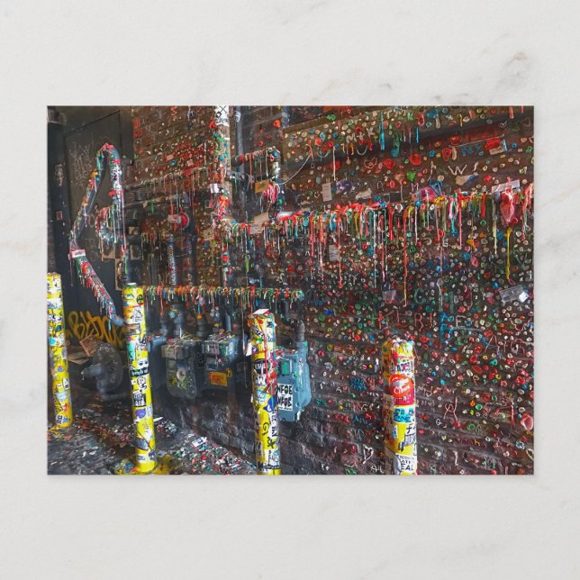 Carte Postale Photo du tristement célèbre mur de gomme de Seattl (Devant)