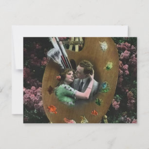 Carte Postale Photo EDWARDIAN LOVERS SUR ARTISTES PALETTE C1910