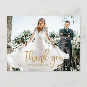 Carte Postale Photo Elegant Calligraphie Mariage Merci