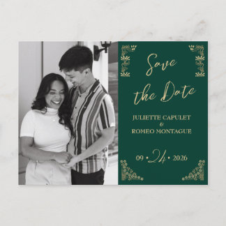 Carte Postale Photo, Elegant or Art Déco sur vert enregistrer la