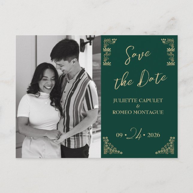 Carte Postale Photo, Elegant or Art Déco sur vert enregistrer la (Devant)