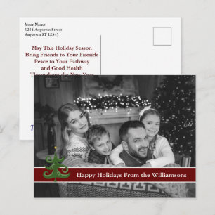 Carte Postale Photo en noir et blanc avec arbre de Noël