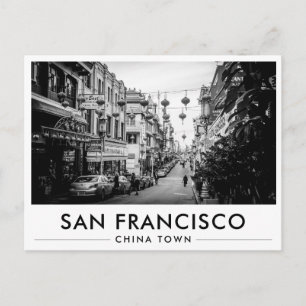 Carte Postale Photo en noir et blanc de Chinatown à San Francisc