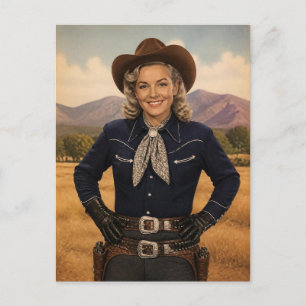 Carte Postale Photo esthétique de cowgirl western rétro vintage