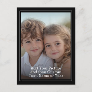 Carte Postale Photo et texte personnalisés avec bordure noire