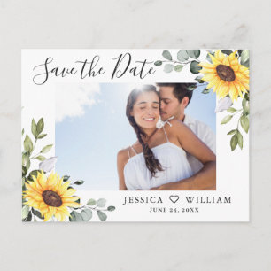 Carte Postale Photo Eucalyptus Sunflower Wedding Enregistrer la 