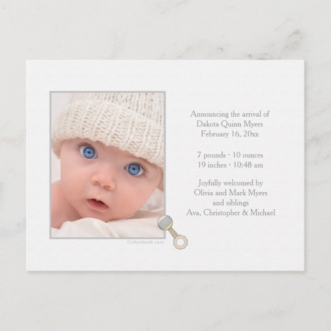 Carte postale photo faire-part de naissance (Devant)