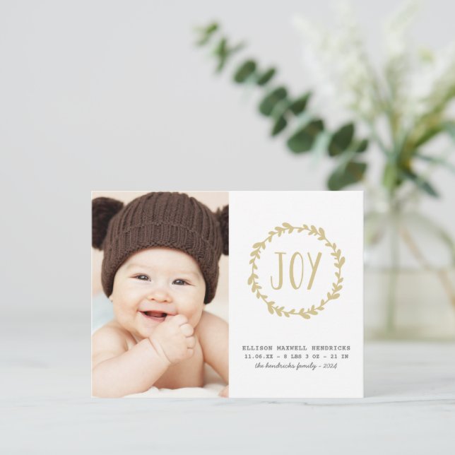 Carte Postale Photo Faire-part de naissance de vacances Gold & W (Debout devant)