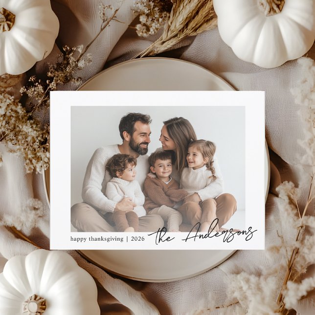 Carte Postale Photo familiale minimaliste Thanksgiving (Créateur téléchargé)