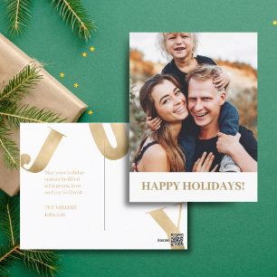 Carte Postale Photo Famille Joie Fête Noël Foi Écriture