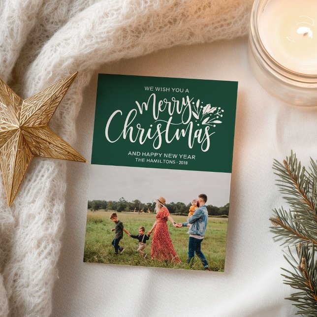 Carte Postale Photo famille Noël vert (Créateur téléchargé)