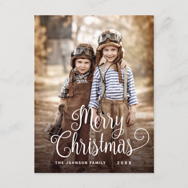 Carte Postale PHOTO Joyeux Noël moderne Salutation de vacances (Devant)