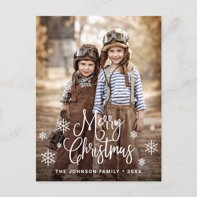 Carte Postale PHOTO Joyeux Noël moderne Salutation de vacances (Devant)