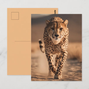 Carte Postale Photo majestueuse de guépard sauvage en course