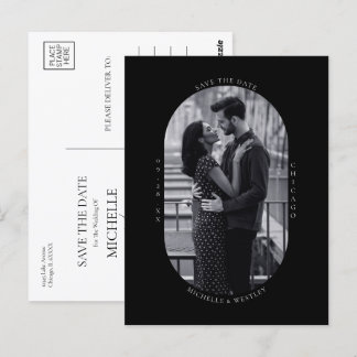 Carte Postale Photo Mariage noir et blanc minimum Enregistrer la