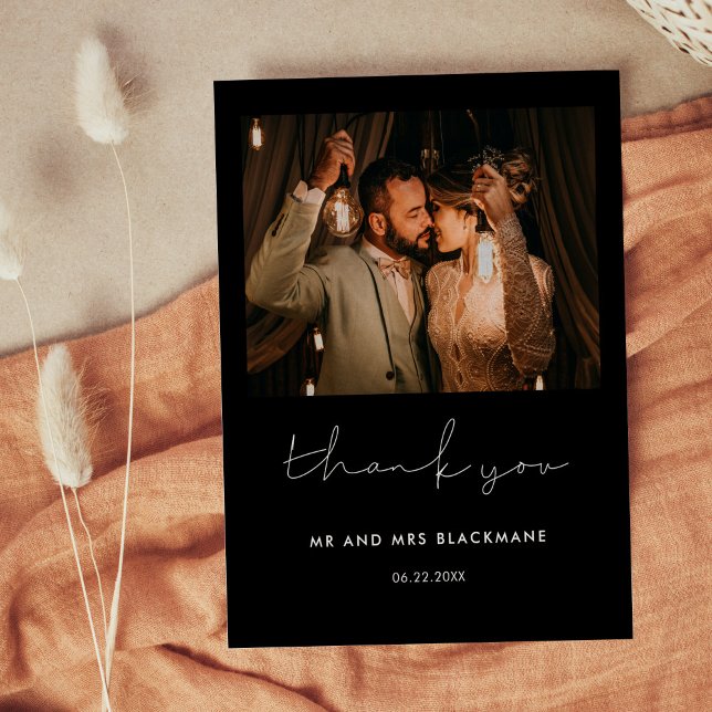 Carte Postale Photo minimaliste de Merci mariage manuscrit (Créateur téléchargé)