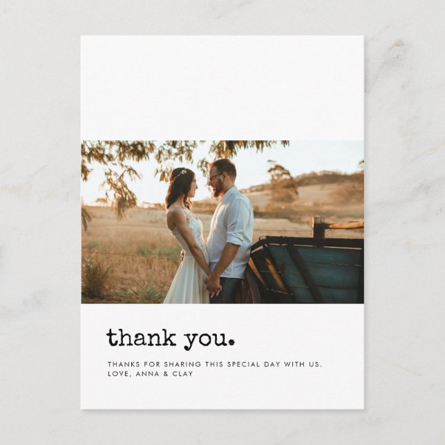 Carte Postale Photo minimaliste mariage merci (Devant)