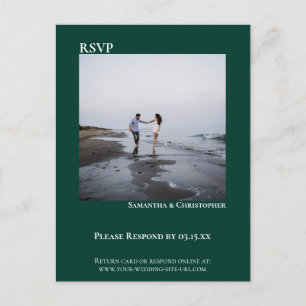 Carte Postale Photo minimaliste Moderne Emerald Green Wedding RS