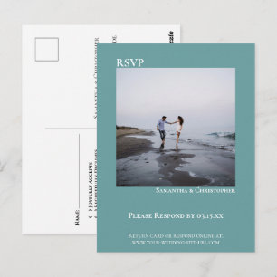 Carte Postale Photo minimaliste Moderne Mariage Turquoise simple